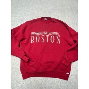 VTG 98 Russell Athletic Northeastern University Centennial Sweatshirt Red Mens L